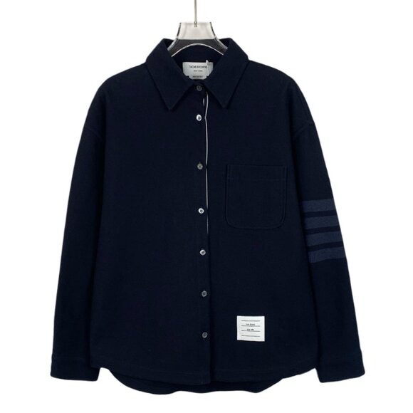 Thom Browne Deep Navy Classic Four-Bar Cotton Shirt - Picture 1 of 8